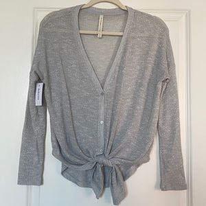 Lightly Knit Knotted Gray Long Sleeve